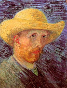 Selbst Porträt mit Strohhut 3 Vincent van Gogh Ölgemälde